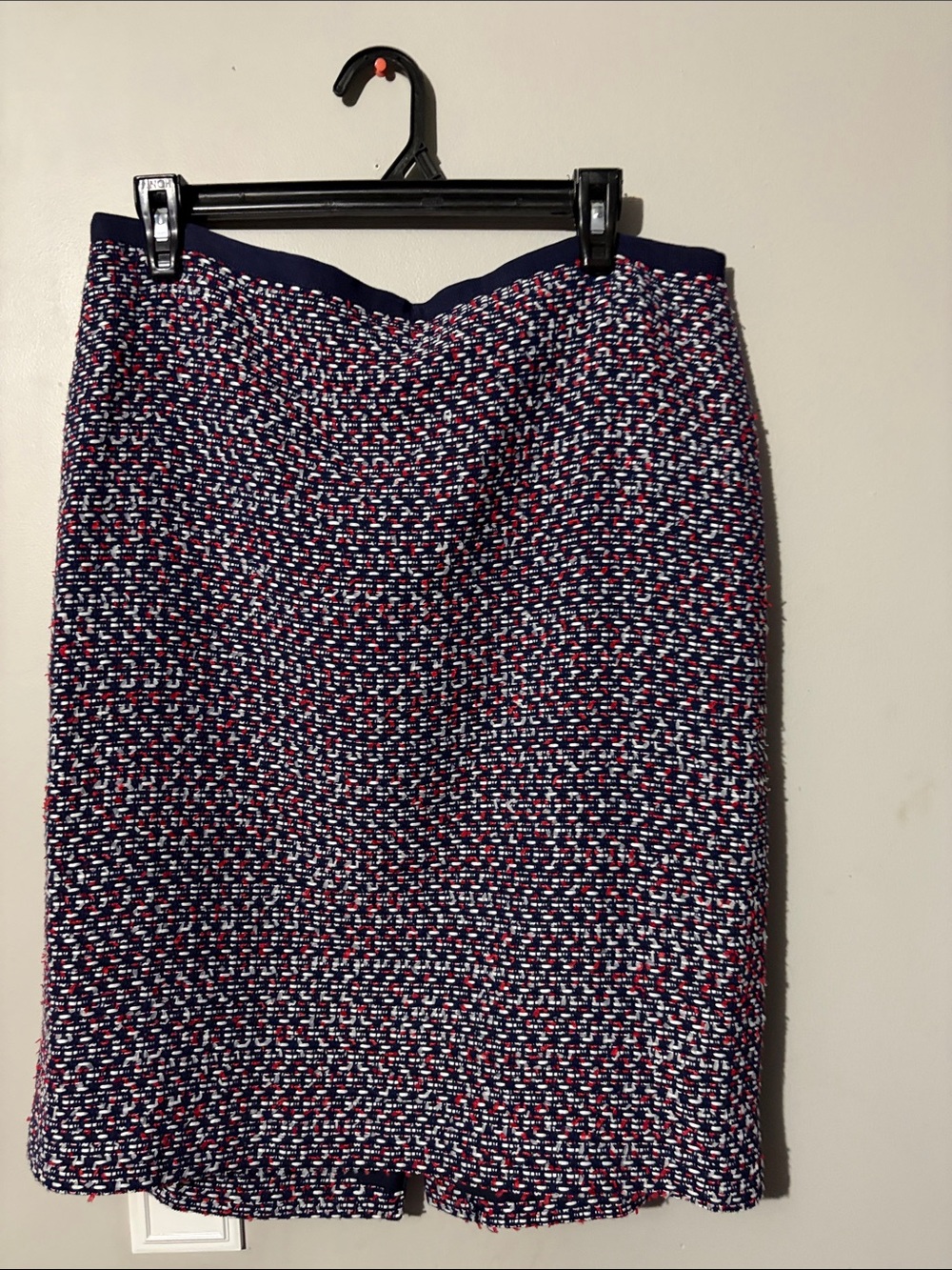 Talbots Navy, White & Red Tweed A-Line Skirt